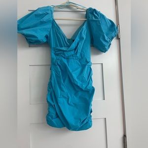Do+Be puff sleeve blue mini dress. Size small